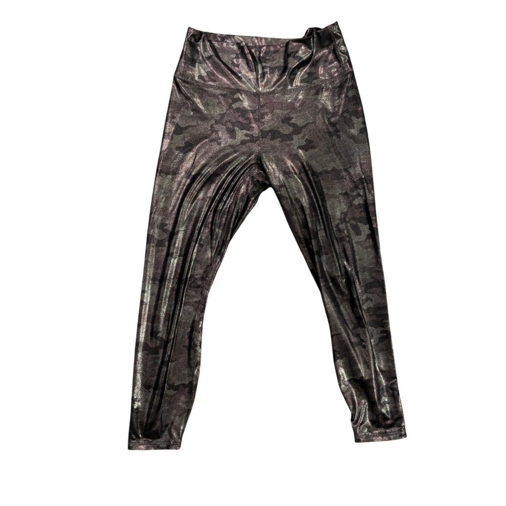 Fabletics Leggings Women M Black‎ Metallic Camo PowerHold High Waisted Textured